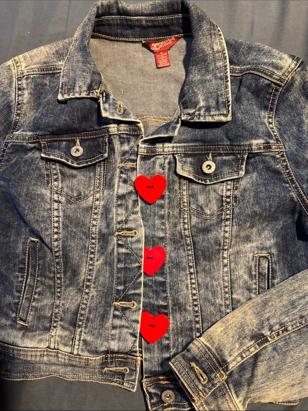 Arizona Jean Company Blue Denim Shirt Jacket with Red Label